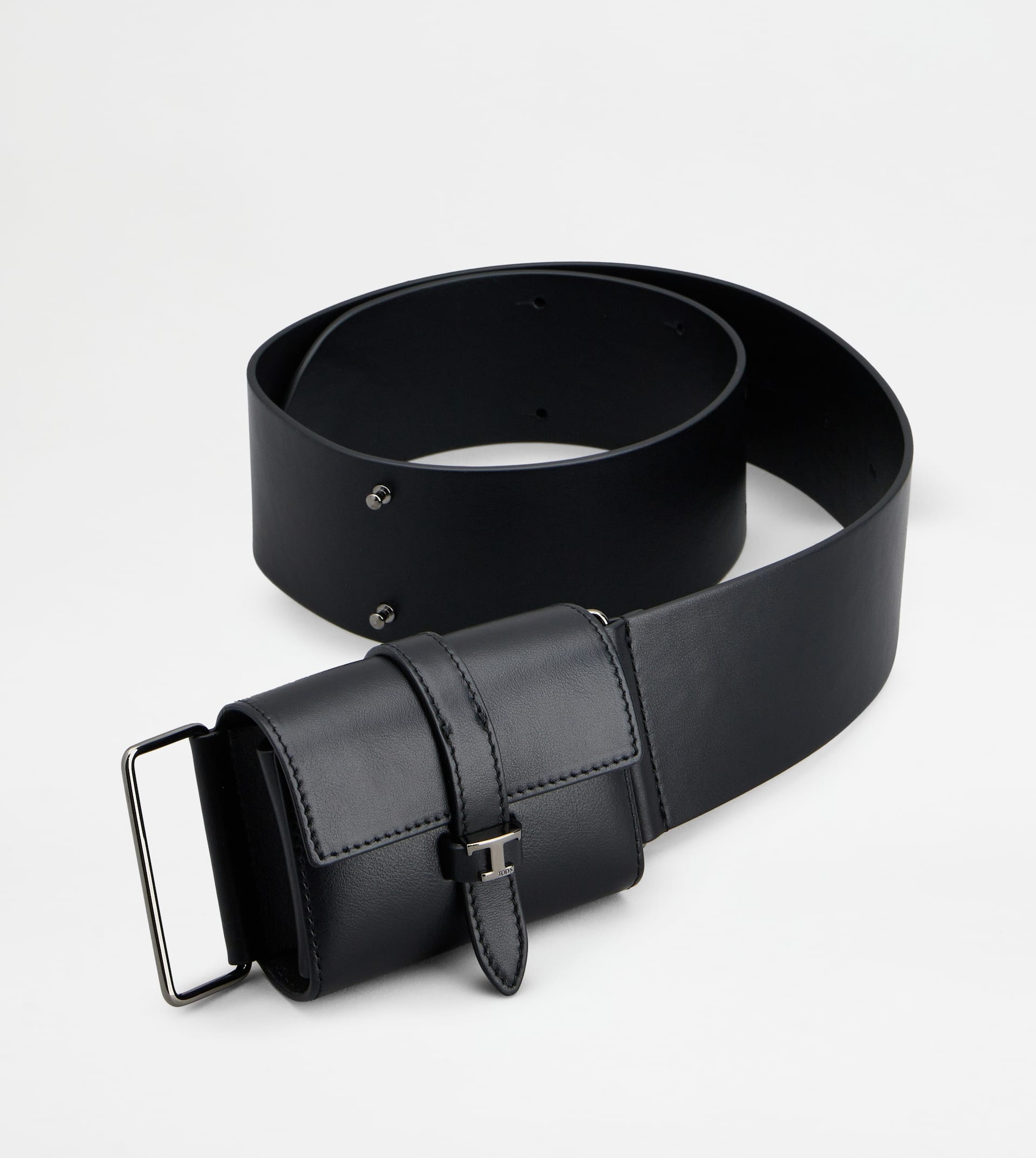 BELT WITH MICRO BAG IN LEATHER - BLACK - 2