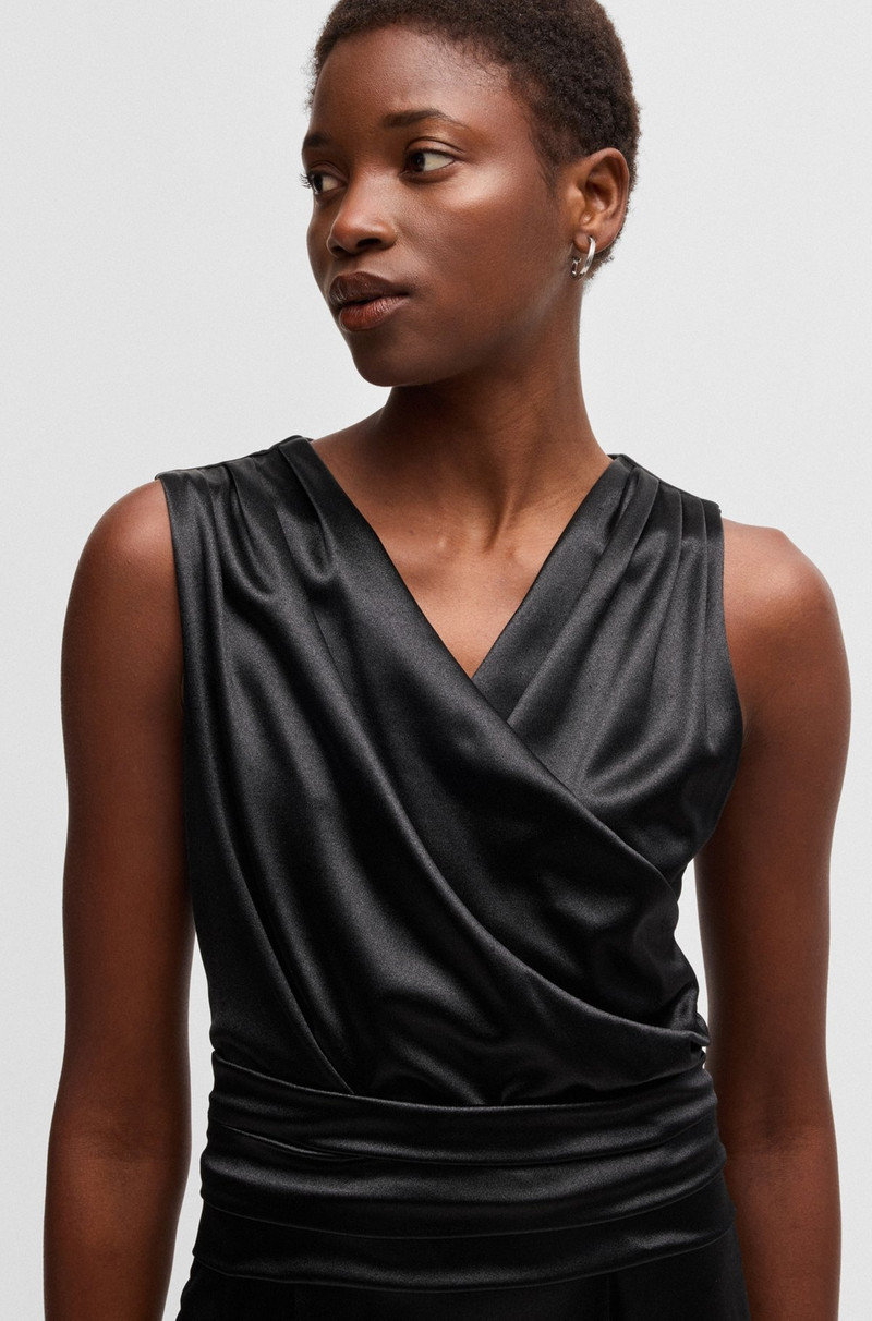 SLEEVELESS JUMPSUIT IN LUSTROUS JERSEY WITH WRAP FRONT 5