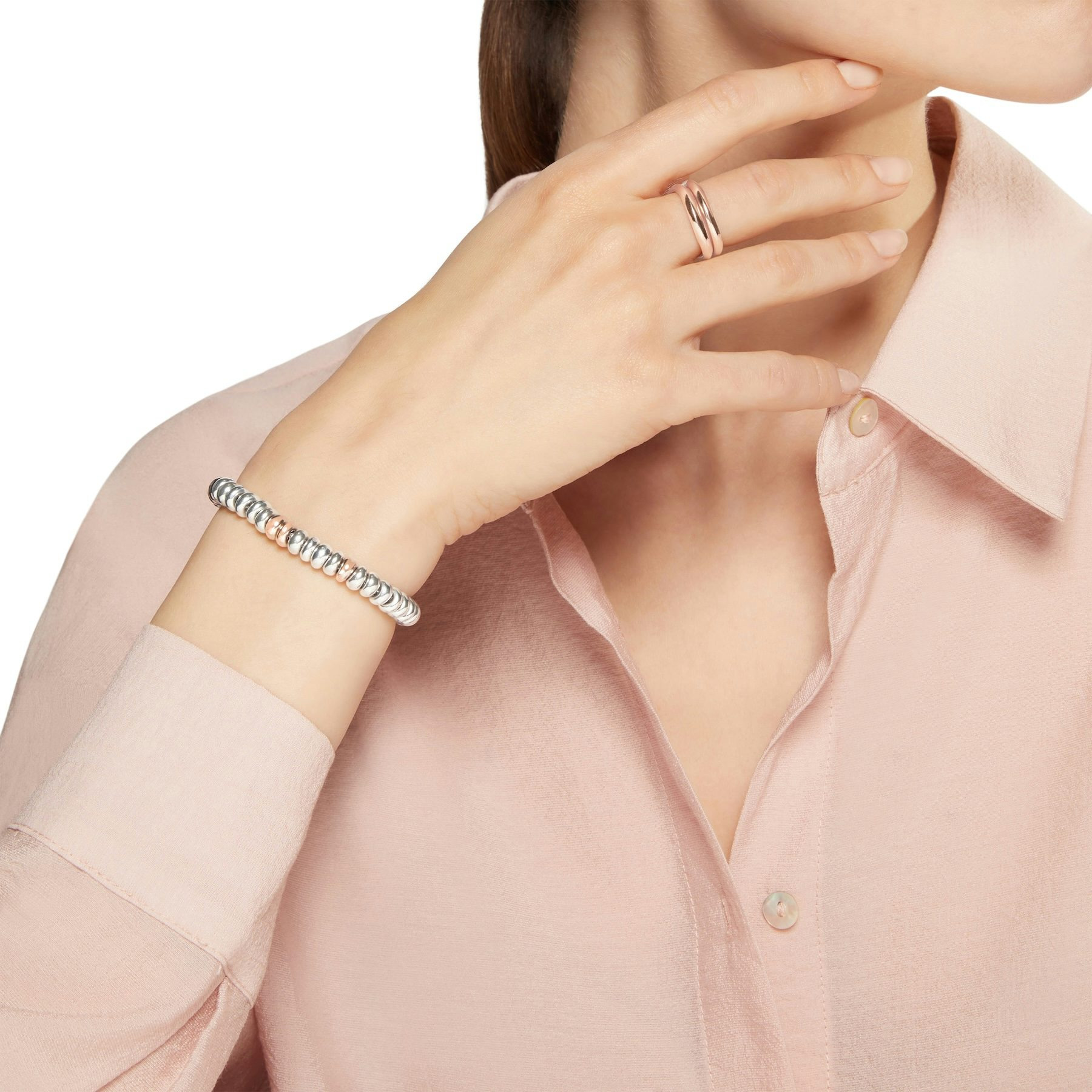 SILVER & GOLD PLATED SILVER RONDELLE BRACELET - 3