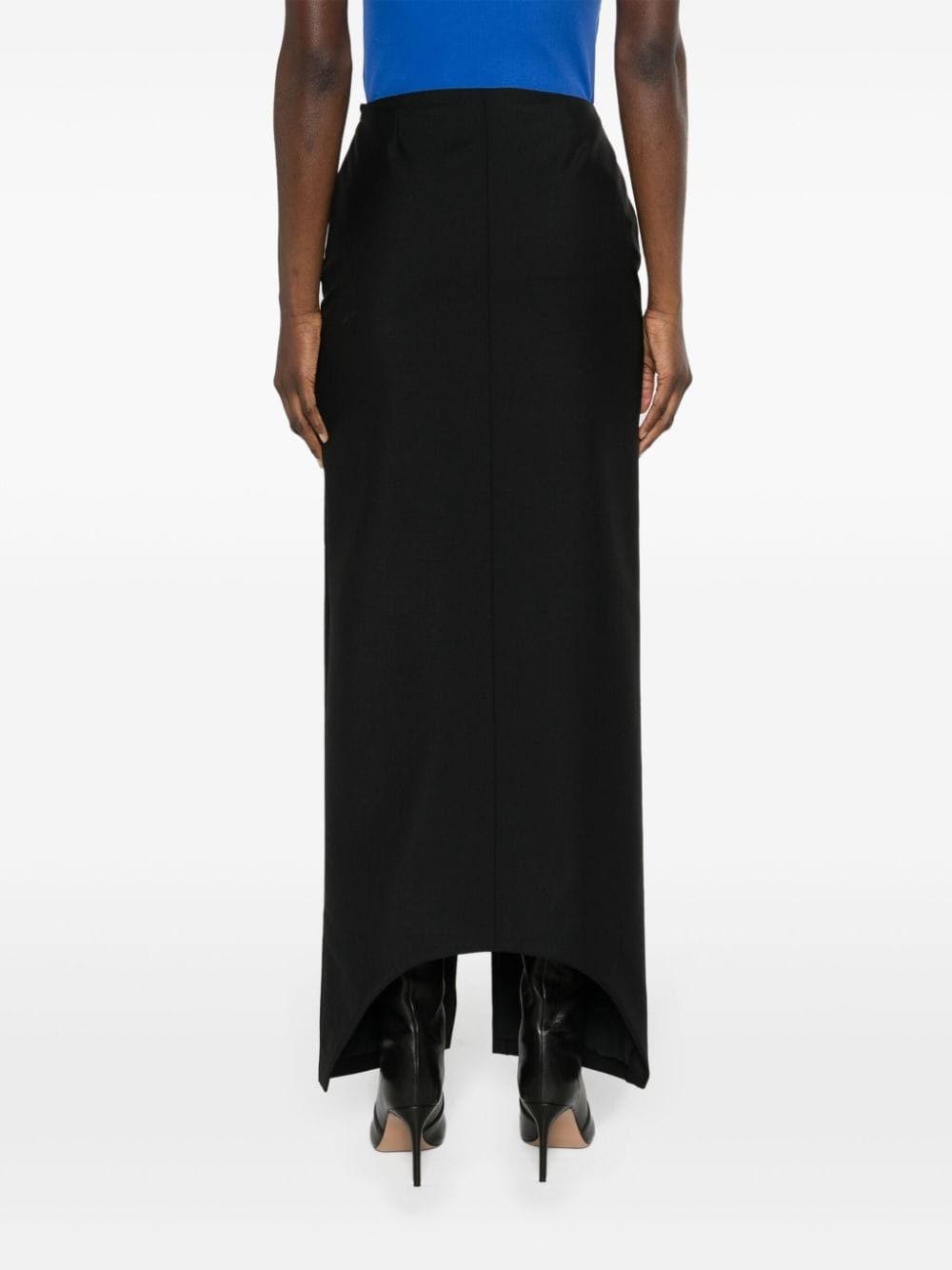 front-slit wool-blend maxi skirt - 4
