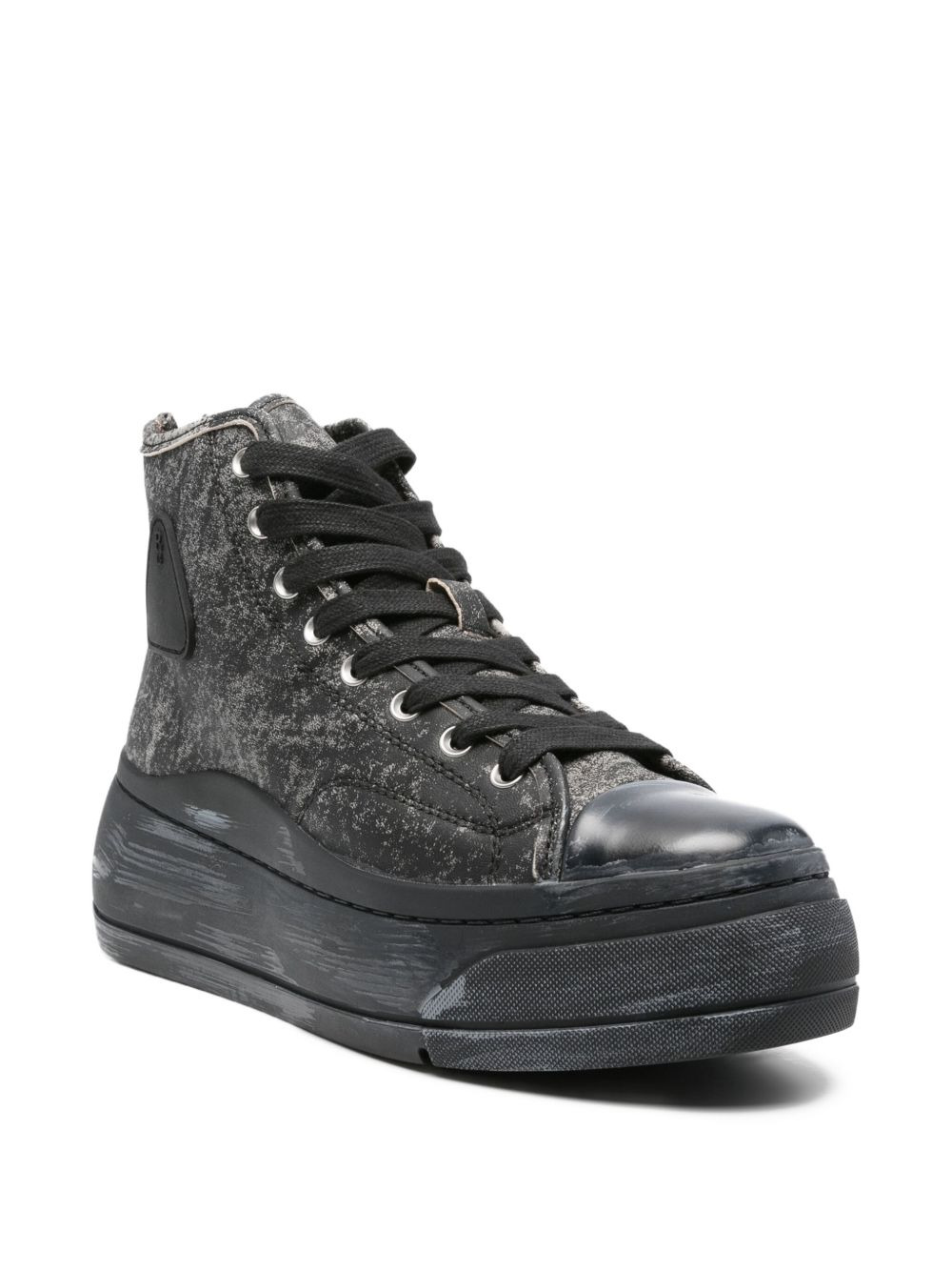 distressed leather sneakers - 2