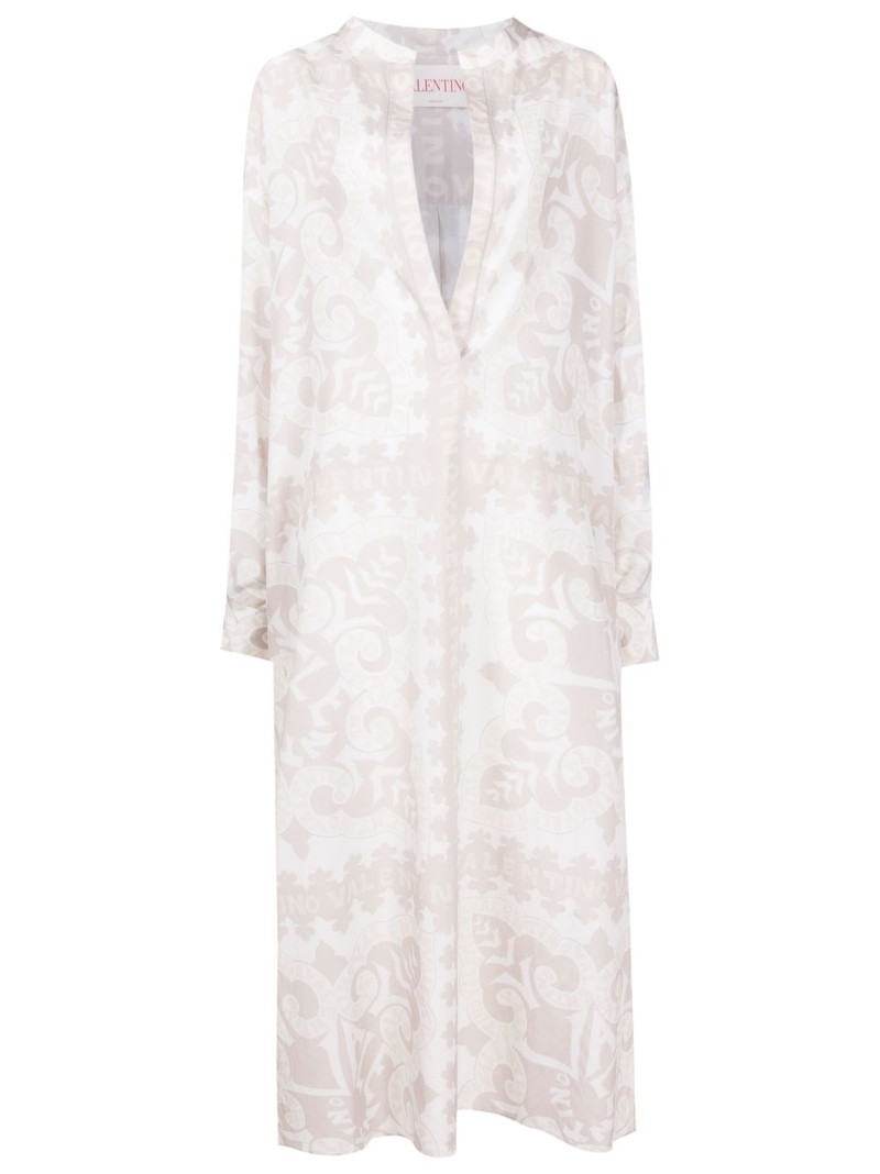 geometric-print silk-cotton dress 1