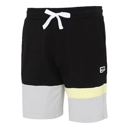 PUMA Solid Basic Shorts 'Black Grey Yellow' 531304-01 - 1