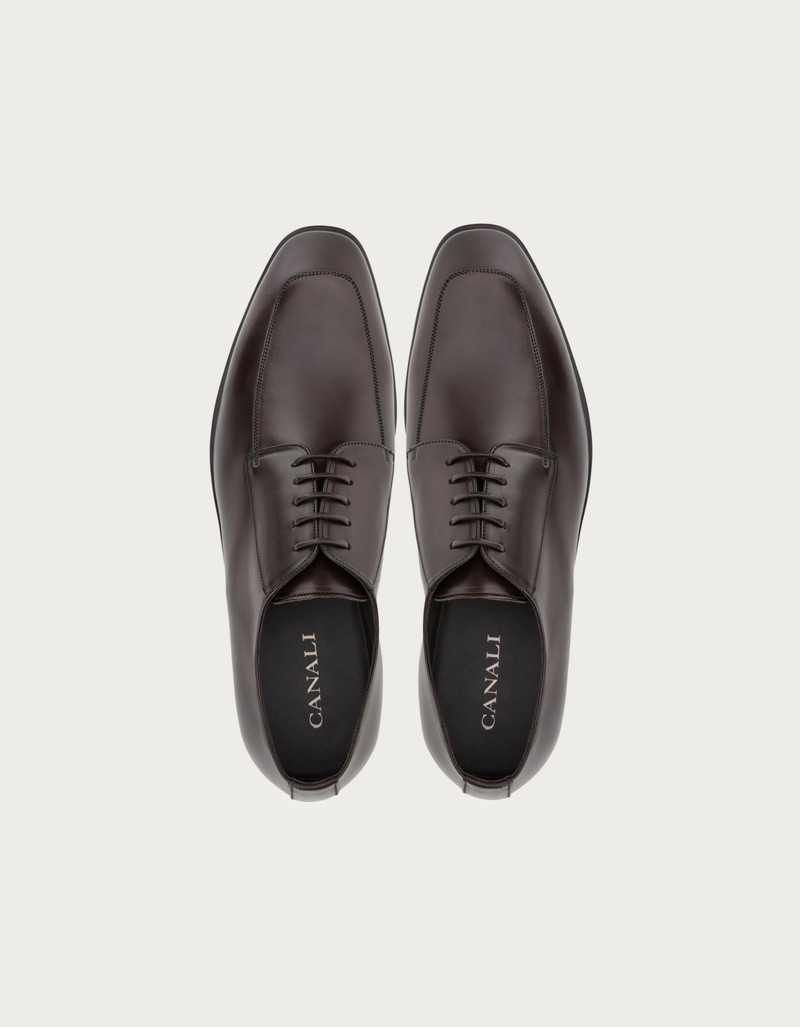 DERBY SHOES IN DARK BROWN BUFFED CALFSKIN 4