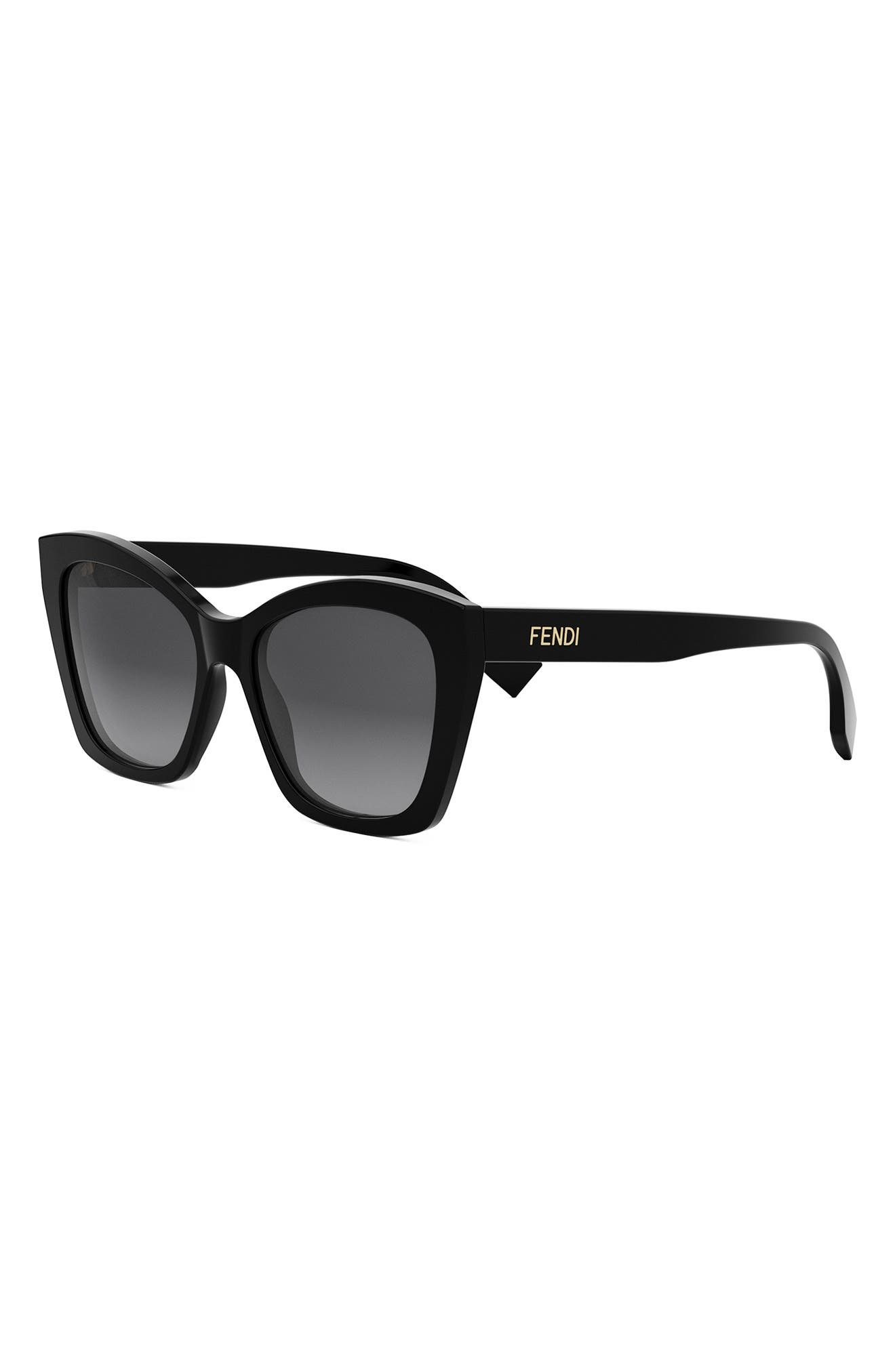 'Fendi Lettering 55mm Gradient Square Sunglasses in Shiny Black /Gradient Smoke at Nordstrom - 2