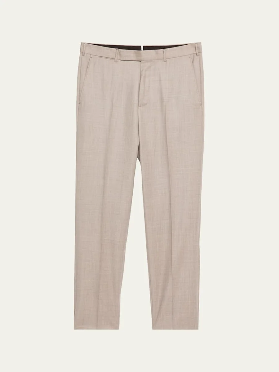 Men's Cavalry Twill Sharkskin Flat-Front Trousers - 1