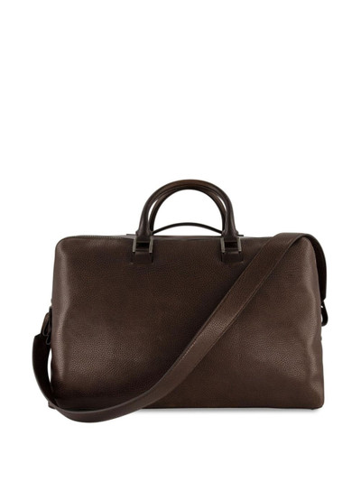 Santoni logo-debossed leather weekend bag outlook