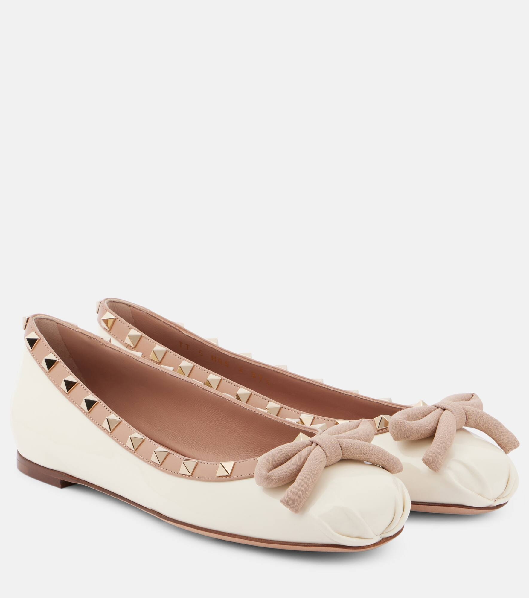 Rockstud leather ballet flats - 1