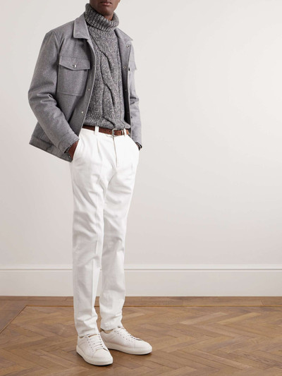 Brunello Cucinelli Tapered Pleated Cotton-Blend Twill Trousers outlook