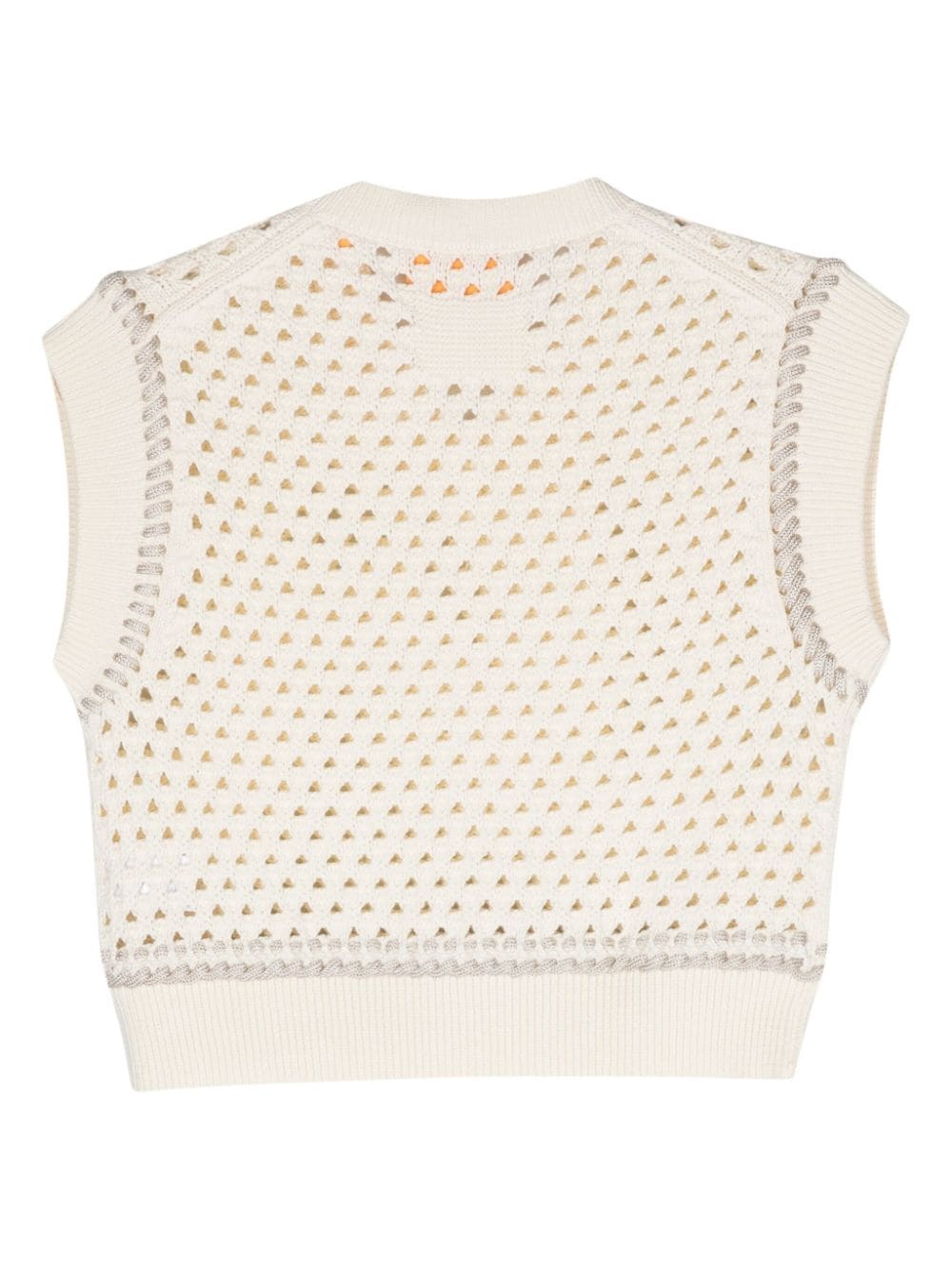 V-neck open-knit vest - 2