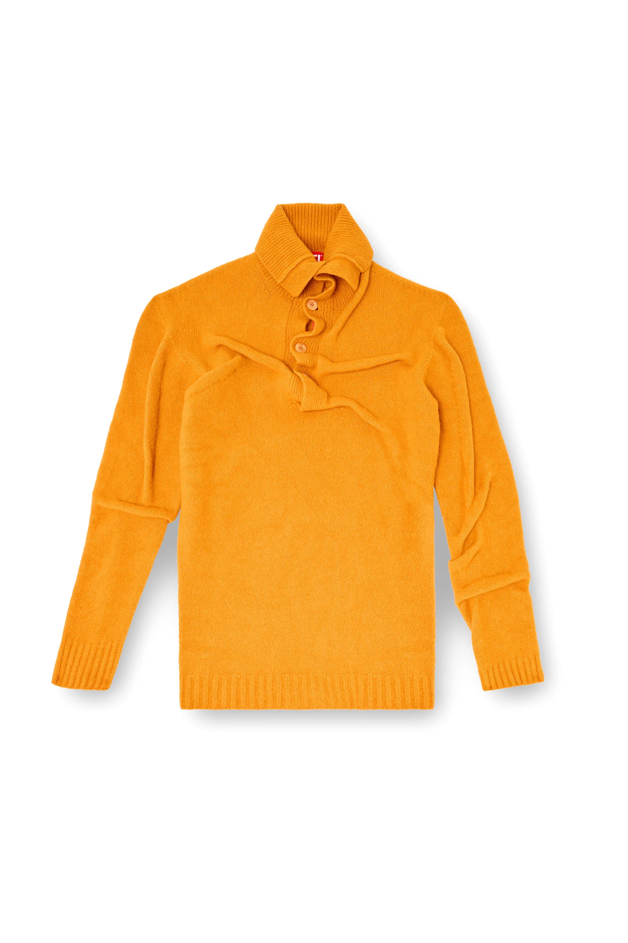 BUTTON-NECK JUMPER IN WRINKLED BOILED KNIT - 1