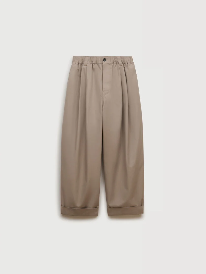GREY CANVAS TROUSERS WITH PLEATS - 1