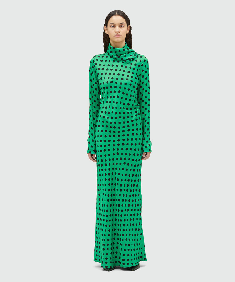 MSGM Satin long dress with polka dot print outlook