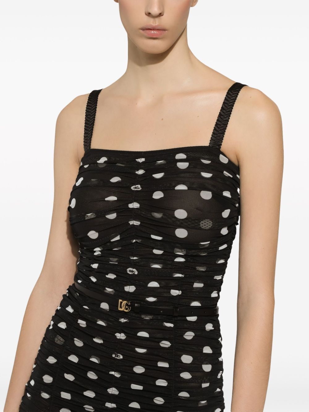 polka-dot tulle midi dress - 5