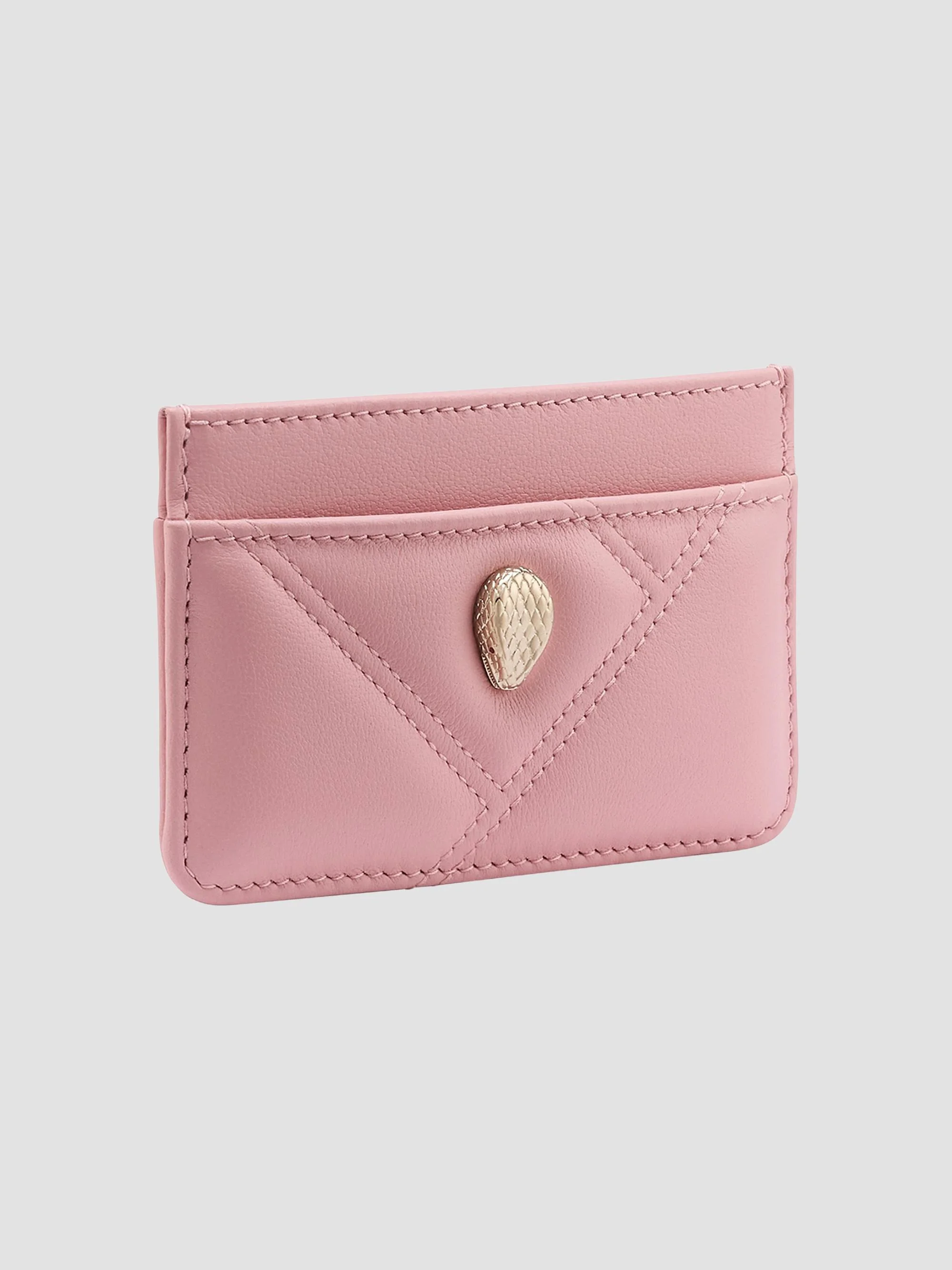 Women's Cabochon Leather Card Case - Prime Rose Quartz - 1