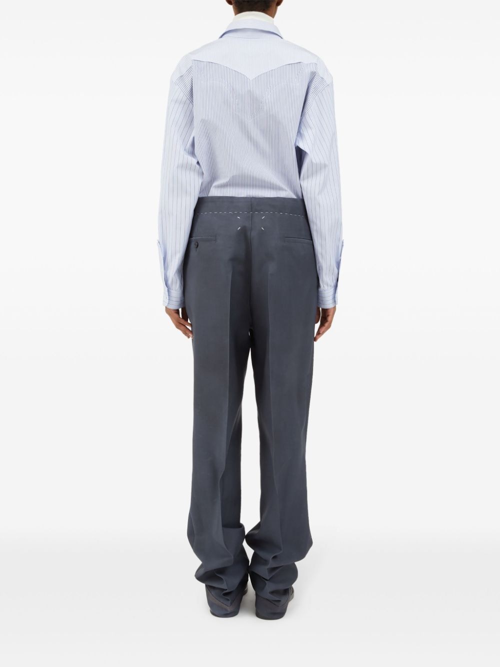 moiré-effect straight-leg trousers - 4