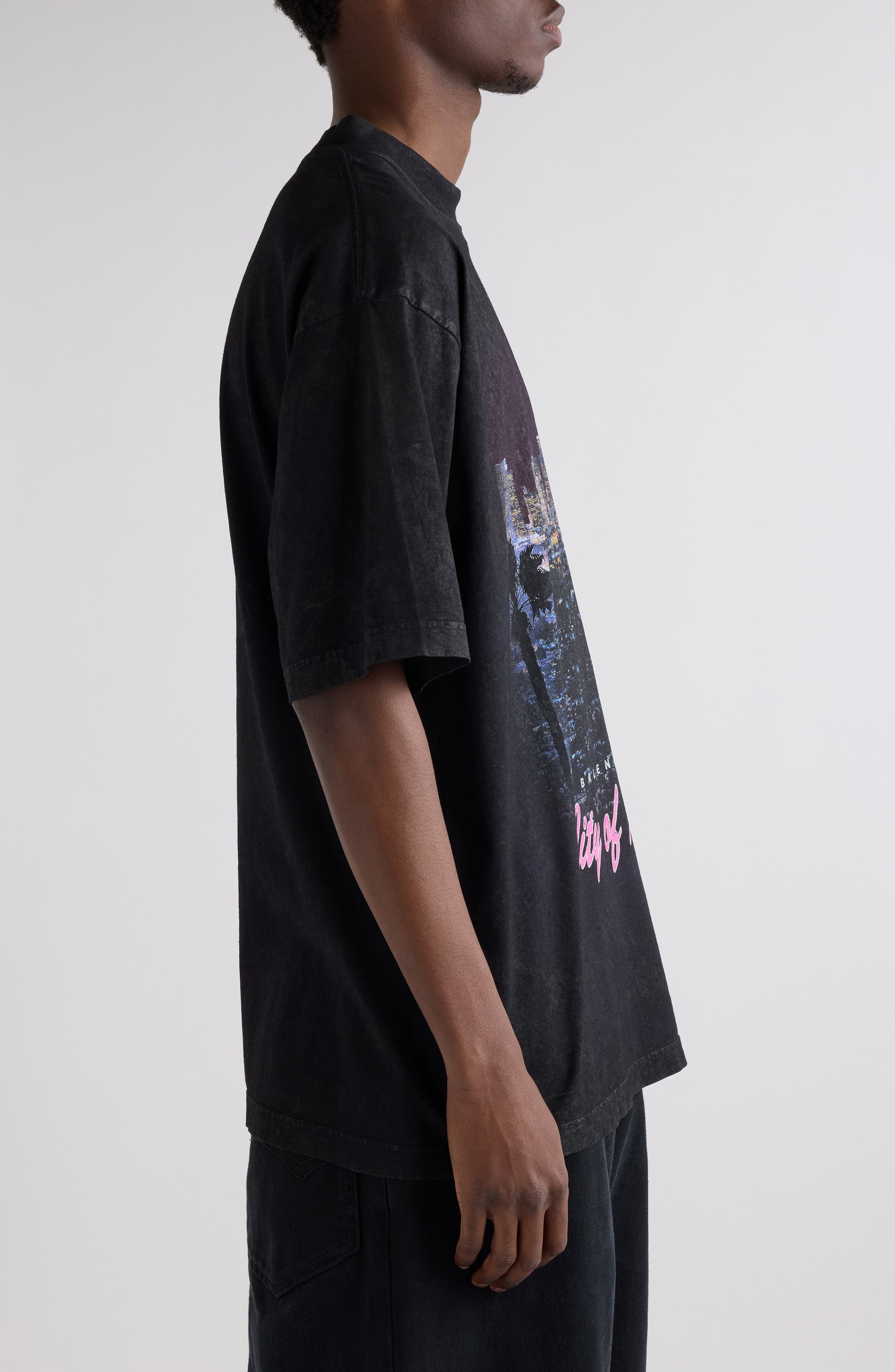 Balenciaga Medium Fit City of Angels Graphic T-Shirt in 1041 Faded Washed Black at Nordstrom - 3