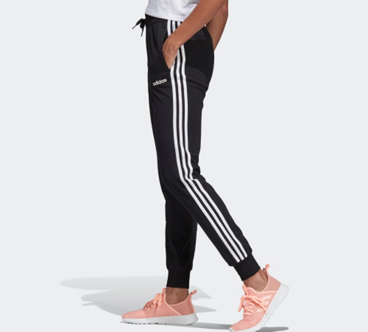 (WMNS) adidas Plaid Knitted Sports Pants Black DP2377 - 4