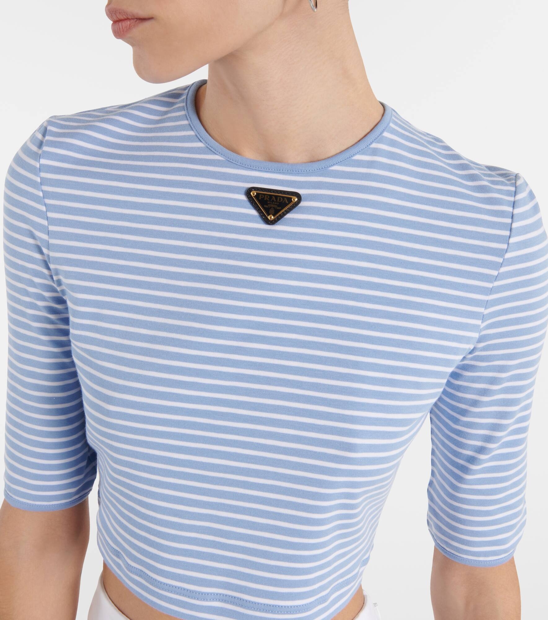 Logo cotton-blend crop top - 4