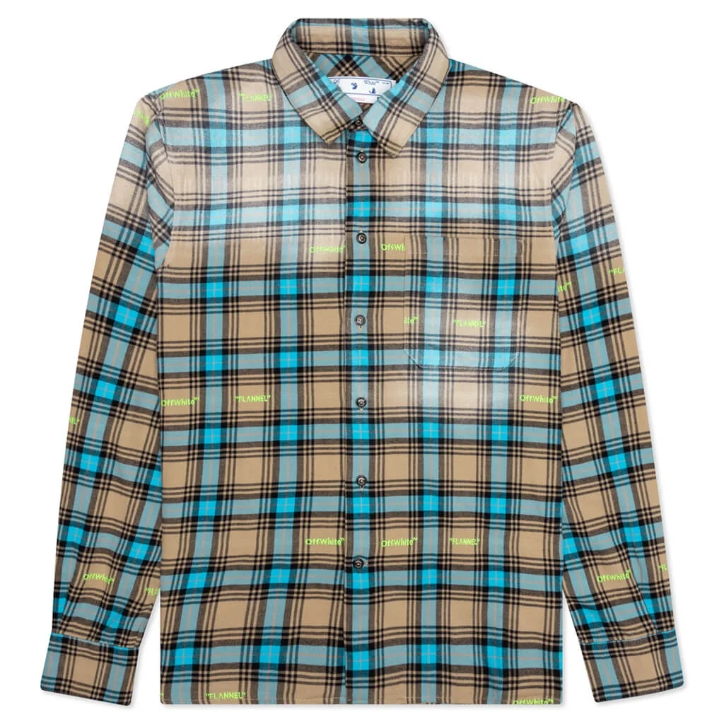Helvet Pattern Check Flannel Skate Shirt Camel - 1