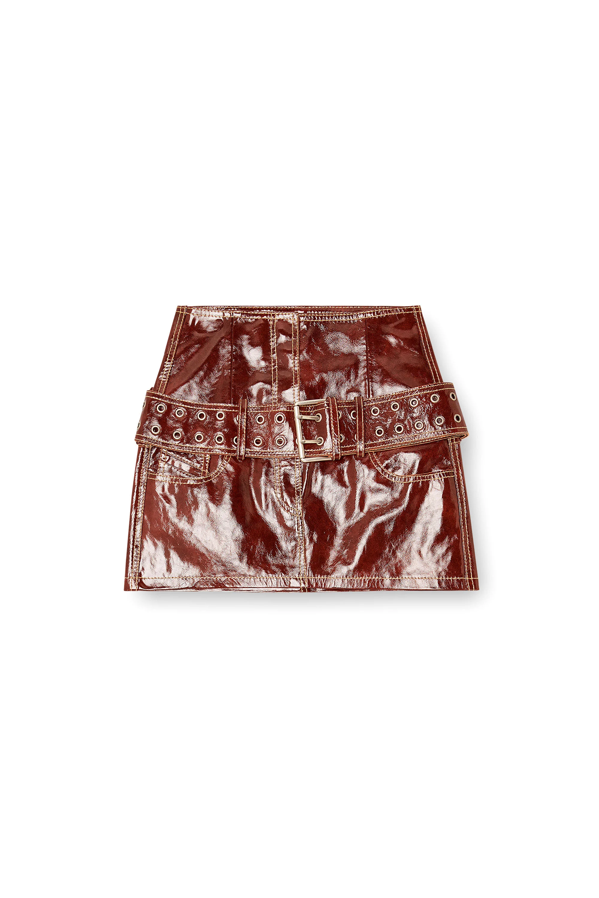 PATENT-LEATHER MINISKIRT WITH BELT - 1