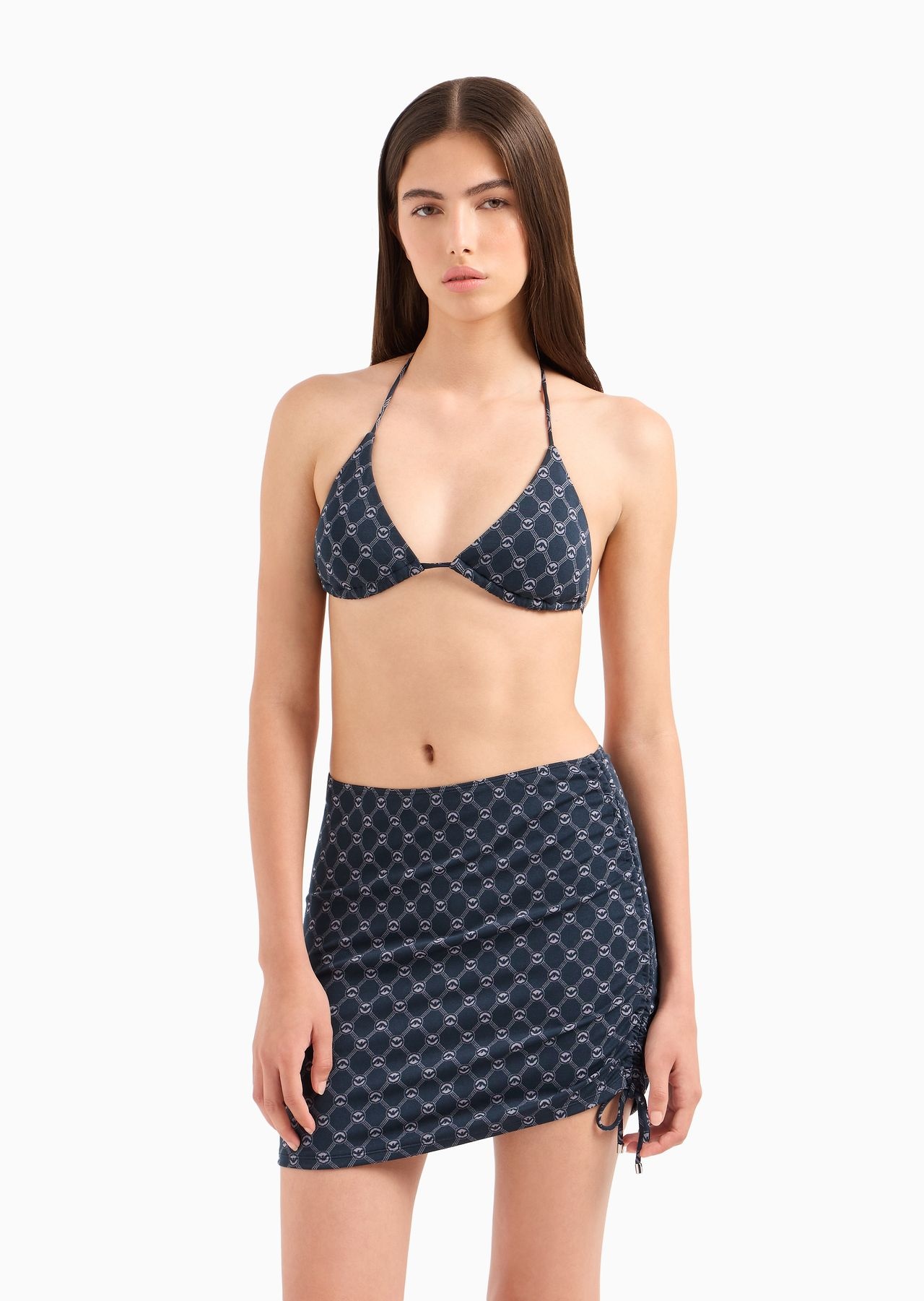 Monogram jacquard sarong mini skirt with drawstring - 2
