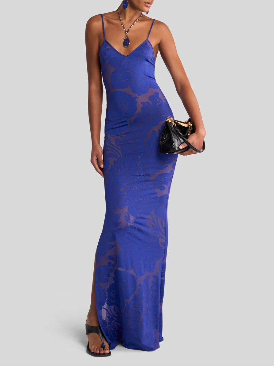 LONG FLORAL JACQUARD DRESS - 3