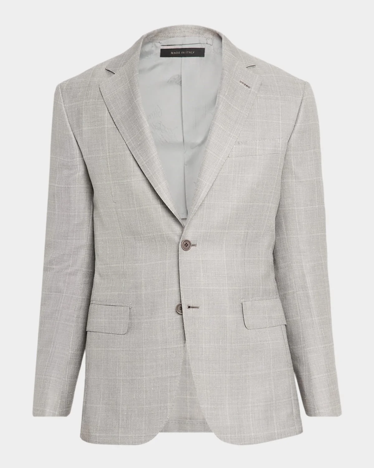 Men's Wool, Silk and Linen Windowpane Single-Breasted Sport Coat - 1