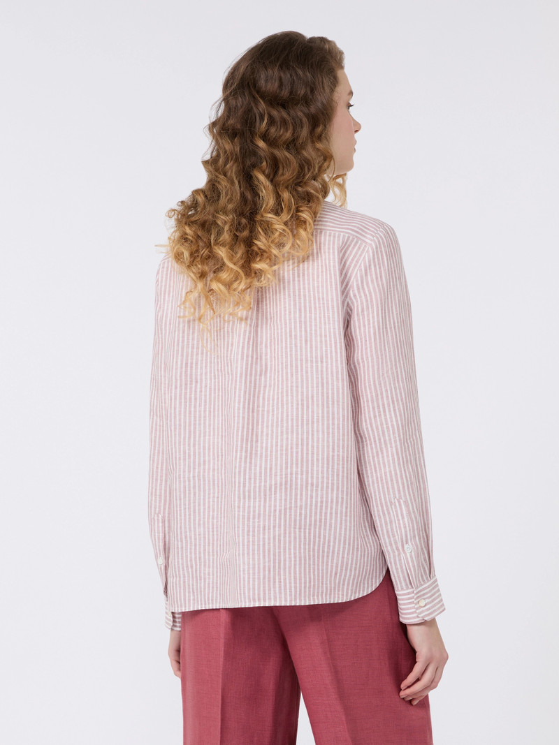 GIURATO Striped linen canvas shirt - ANTIQUE ROSE 4
