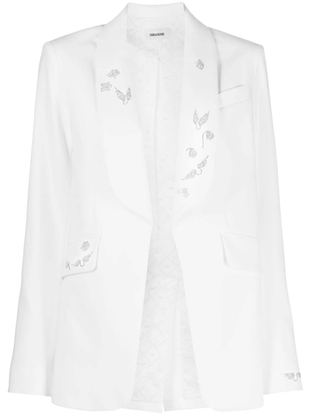 rhinestone-embellished shawl-lapel blazer - 1