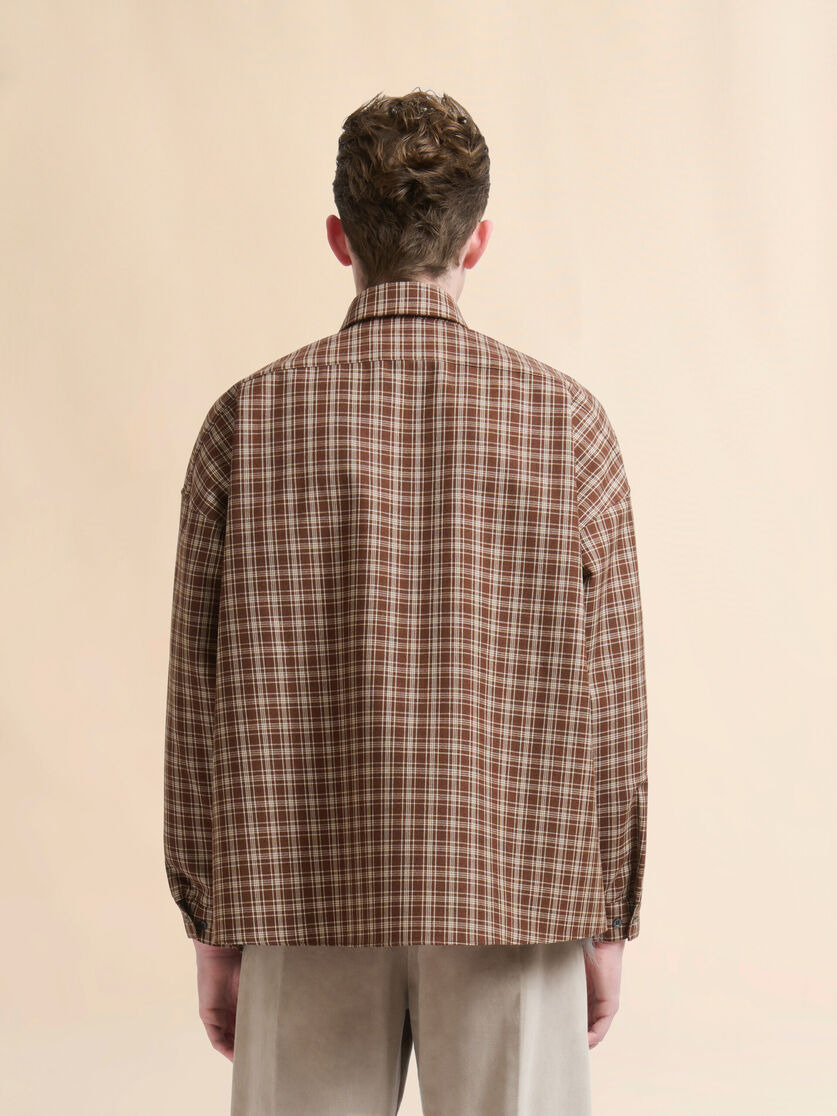BROWN WOOL SHIRT WITH MARNI MENDING LOGO - 3