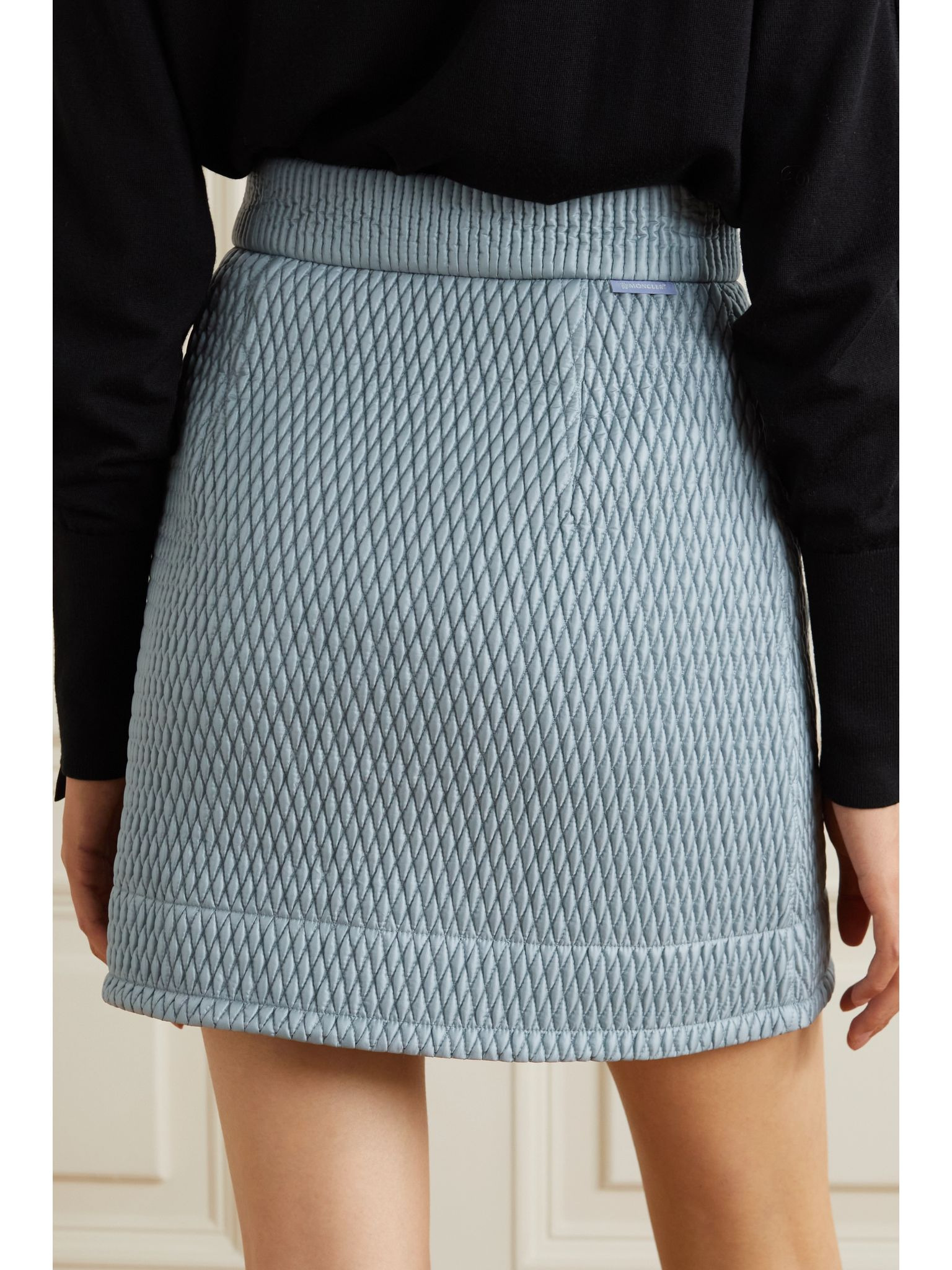 Quilted shell mini skirt Blue - 3