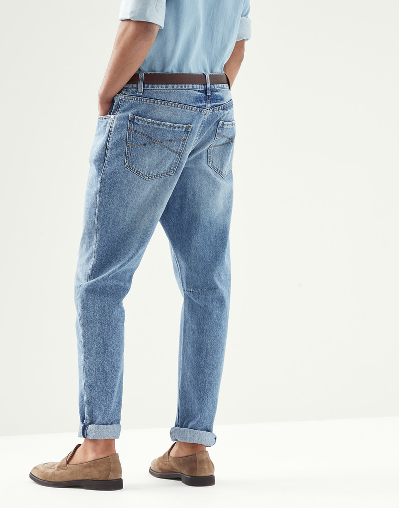 Aged denim leisure fit five-pocket trousers 2