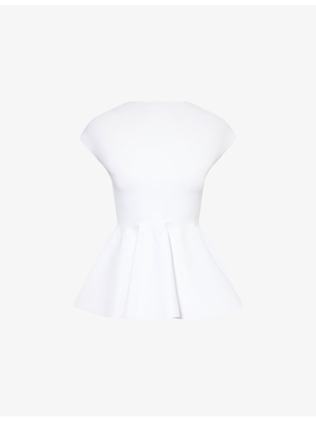 Peplum Cap-Sleeves Knitted Top - 1