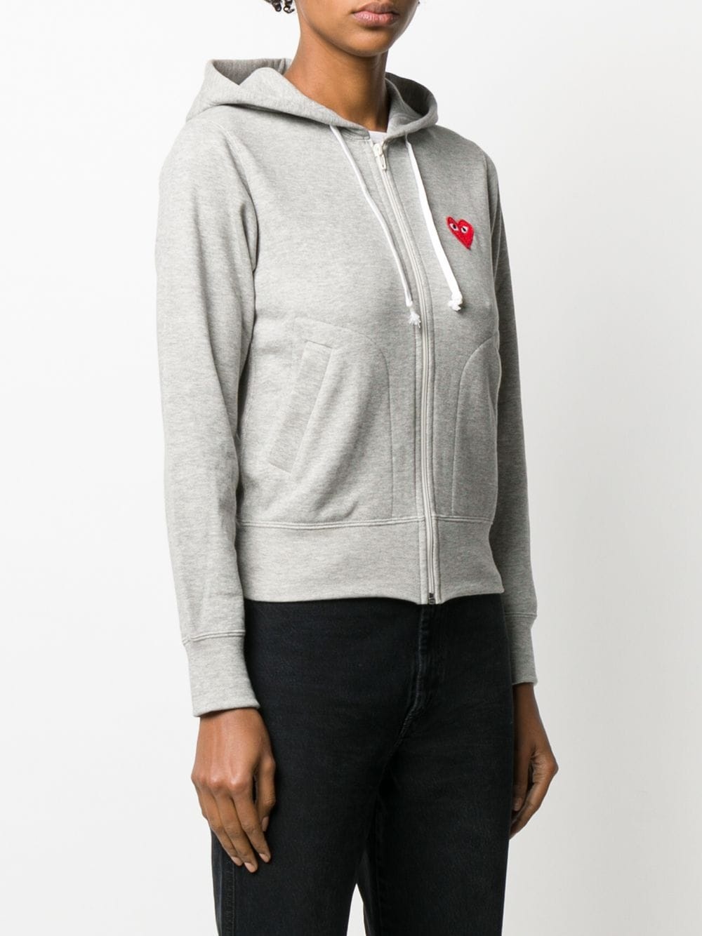 zipped almond eye heart hoodie - 3