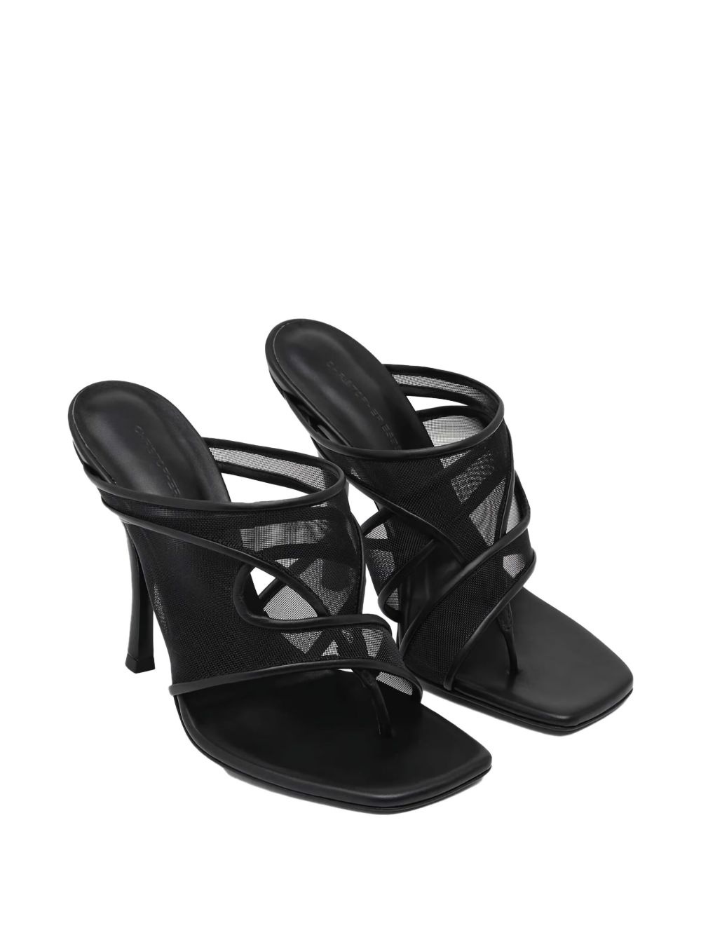 Ringer mesh-panel heeled mules - 2
