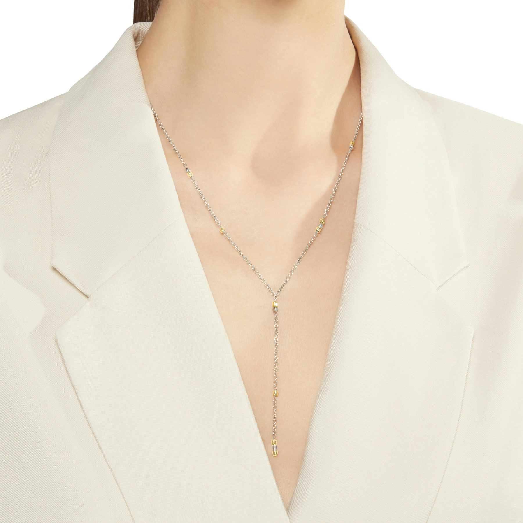 SILVER & YELLOW GOLD MINI GRANELLI NECKLACE - 3
