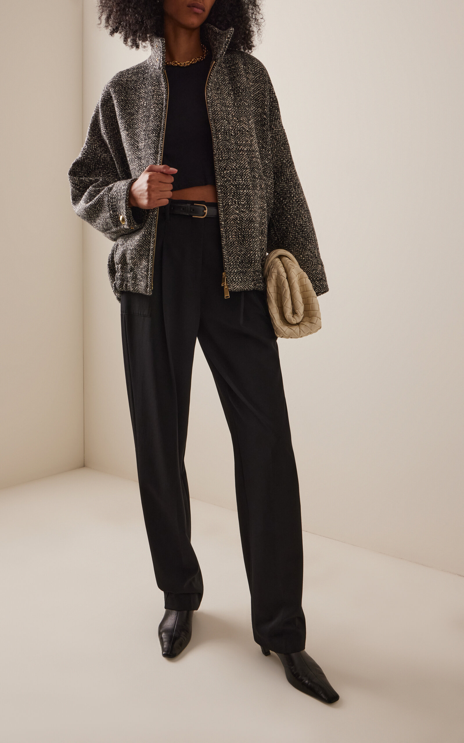 Lee Herringbone Wool Bomber Jacket black/white - 3
