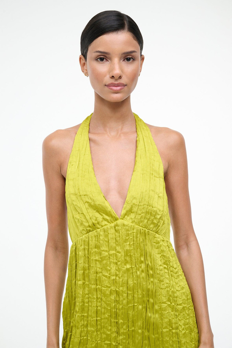 STAUD LAURIE DRESS CHARTREUSE 5
