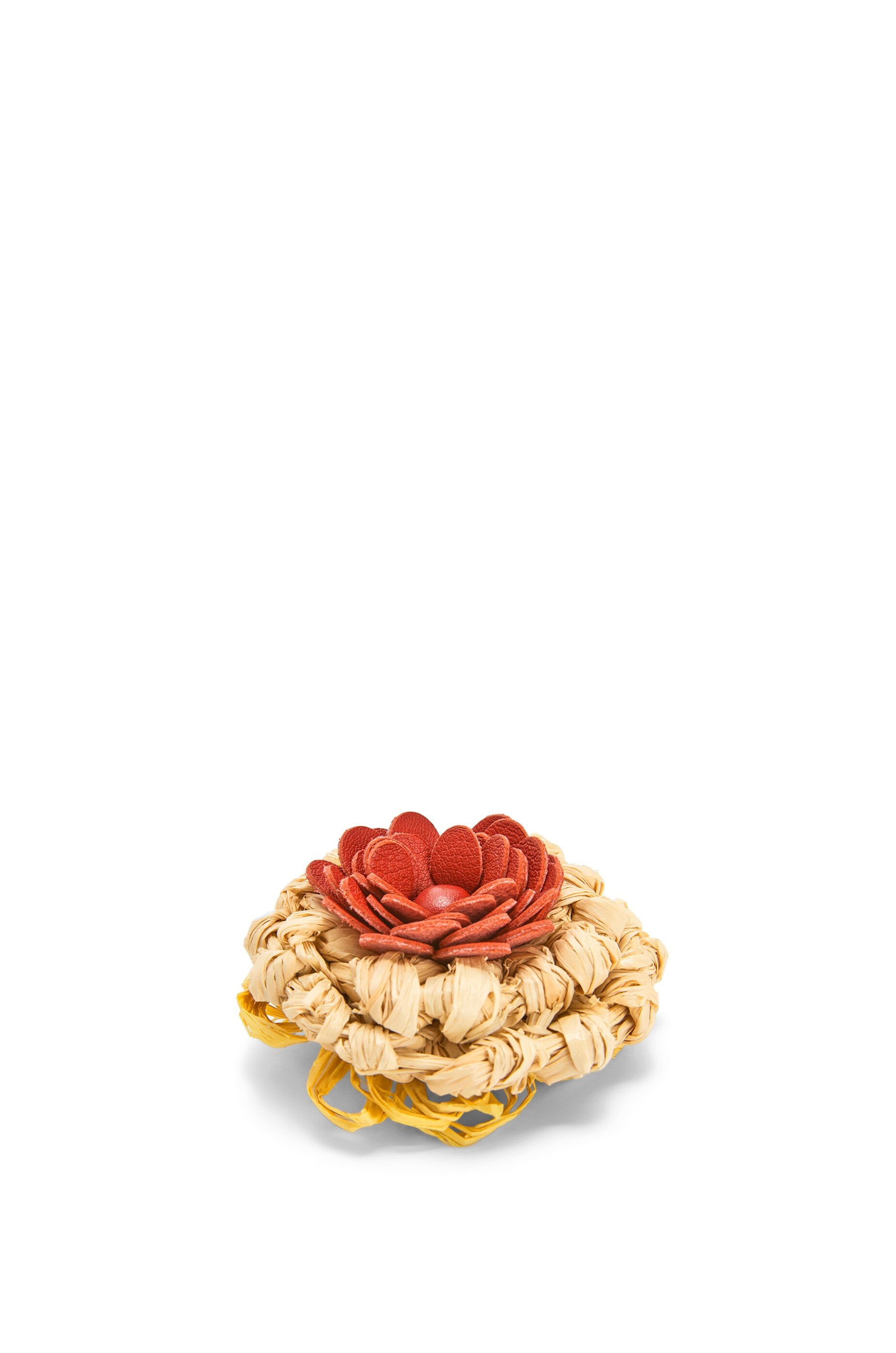 Stud Flower in raffia and calfskin - 3