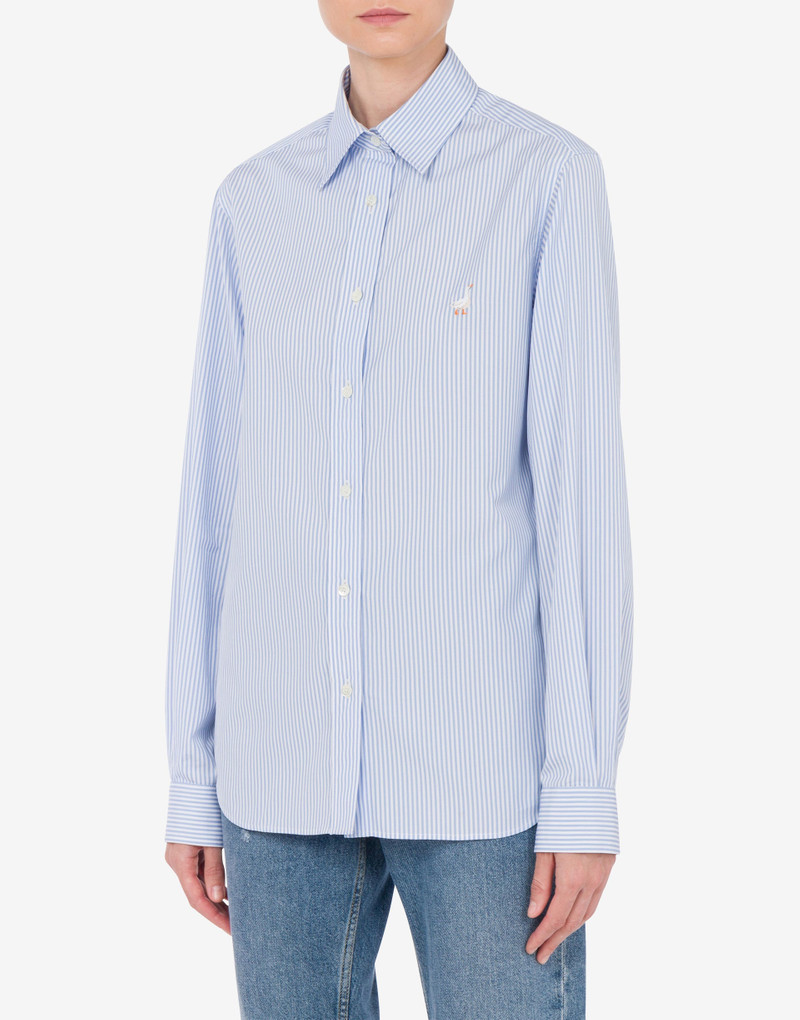STRIPED POPLIN SHIRT GOOSE EMBROIDERY 1