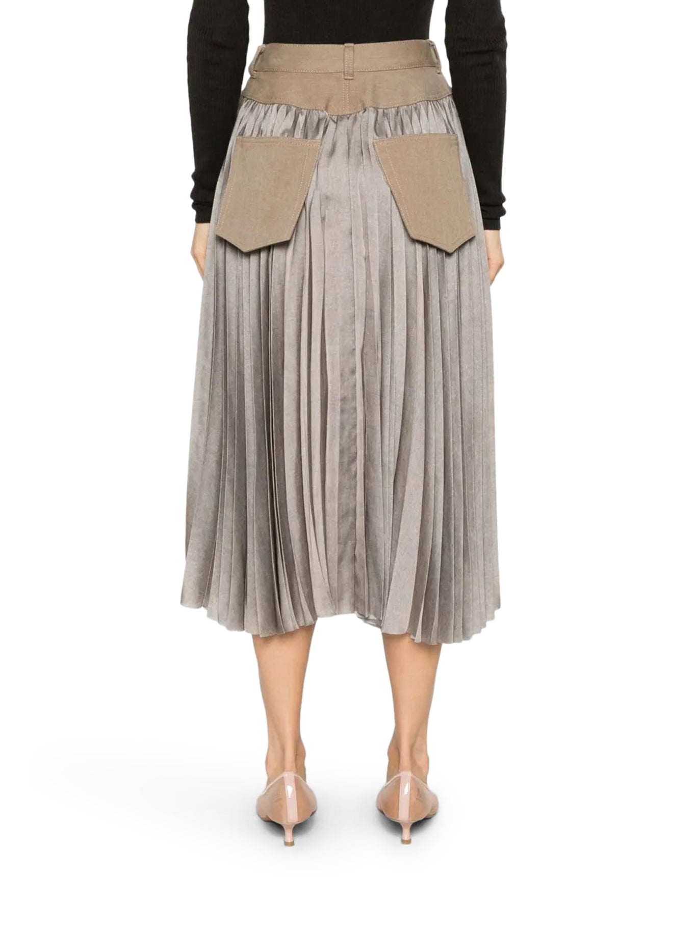 MIDI SKIRT WITH DENIM INSERTS - 4