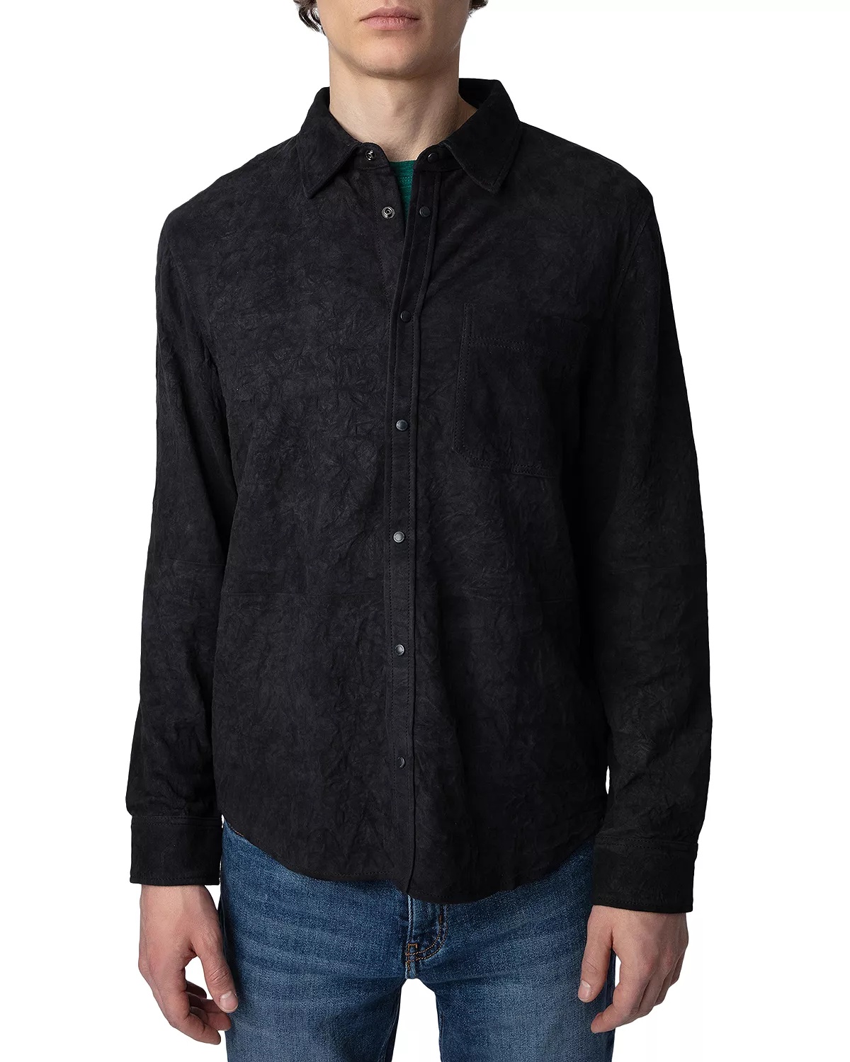 Serge Crinkle Leather Shirt - 2