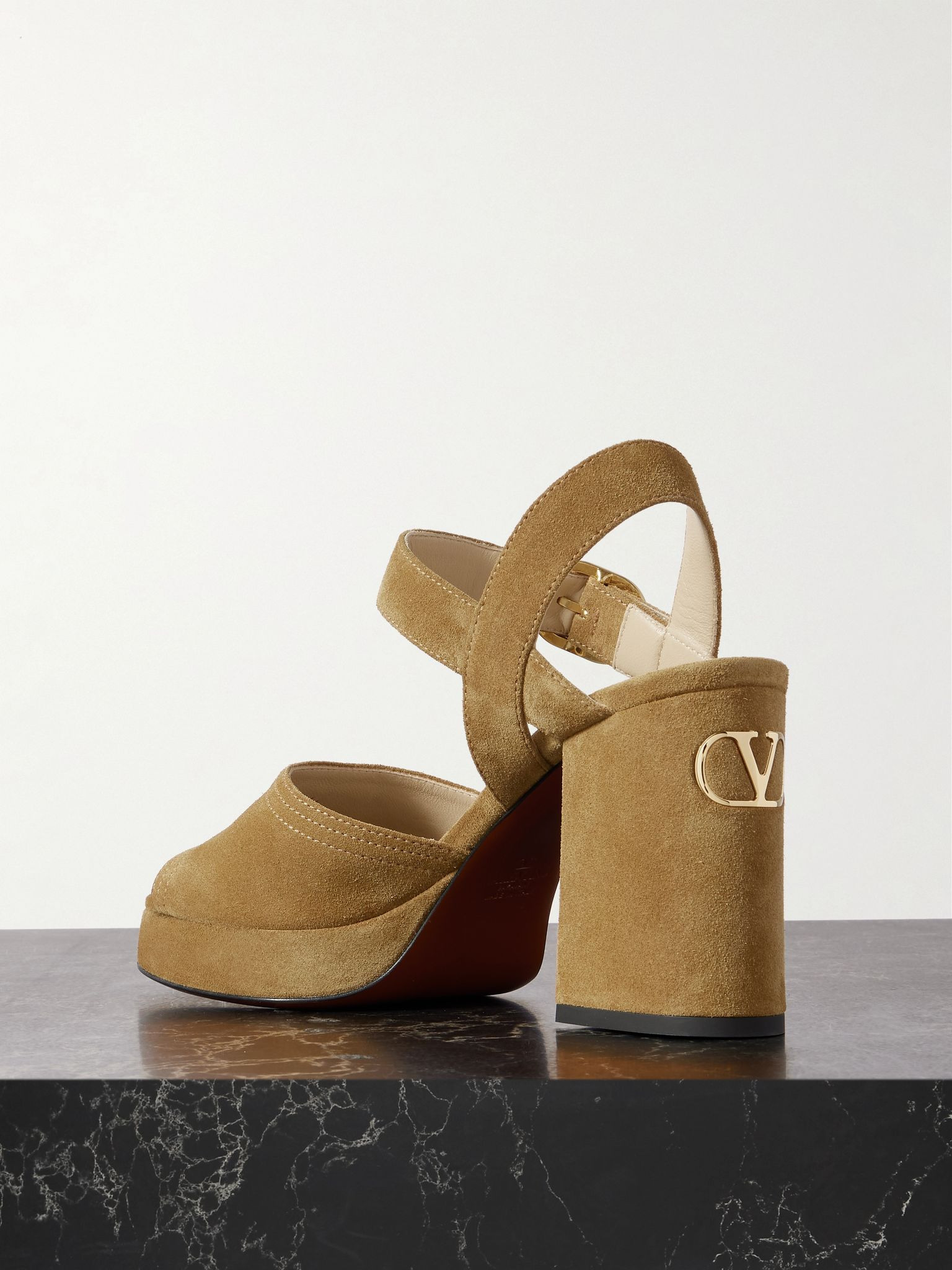 VLogo 95 suede platform sandals Tan - 3