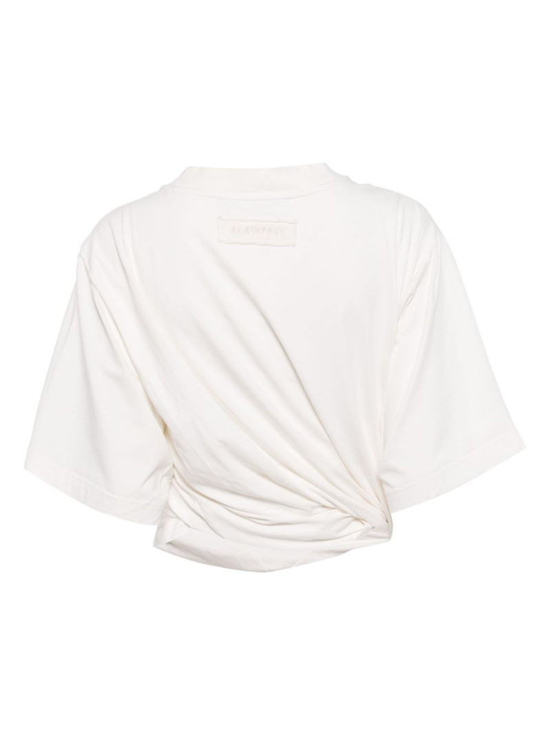 ALAINPAUL logo-embroidered draped T-shirt outlook