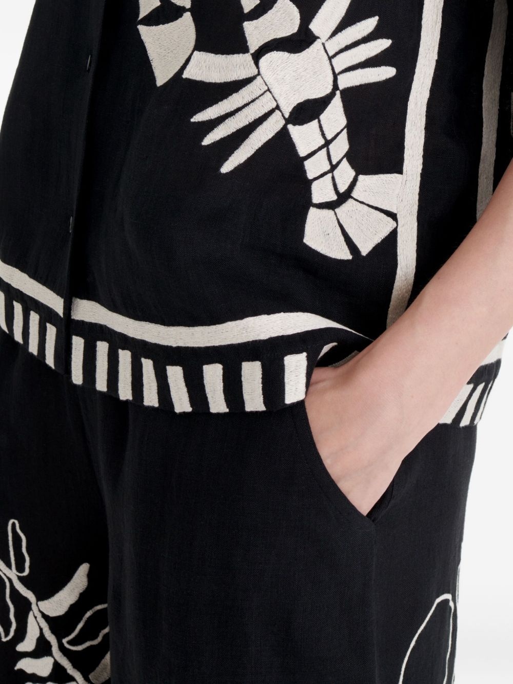 Crab embroidered short-sleeve shirt - 4