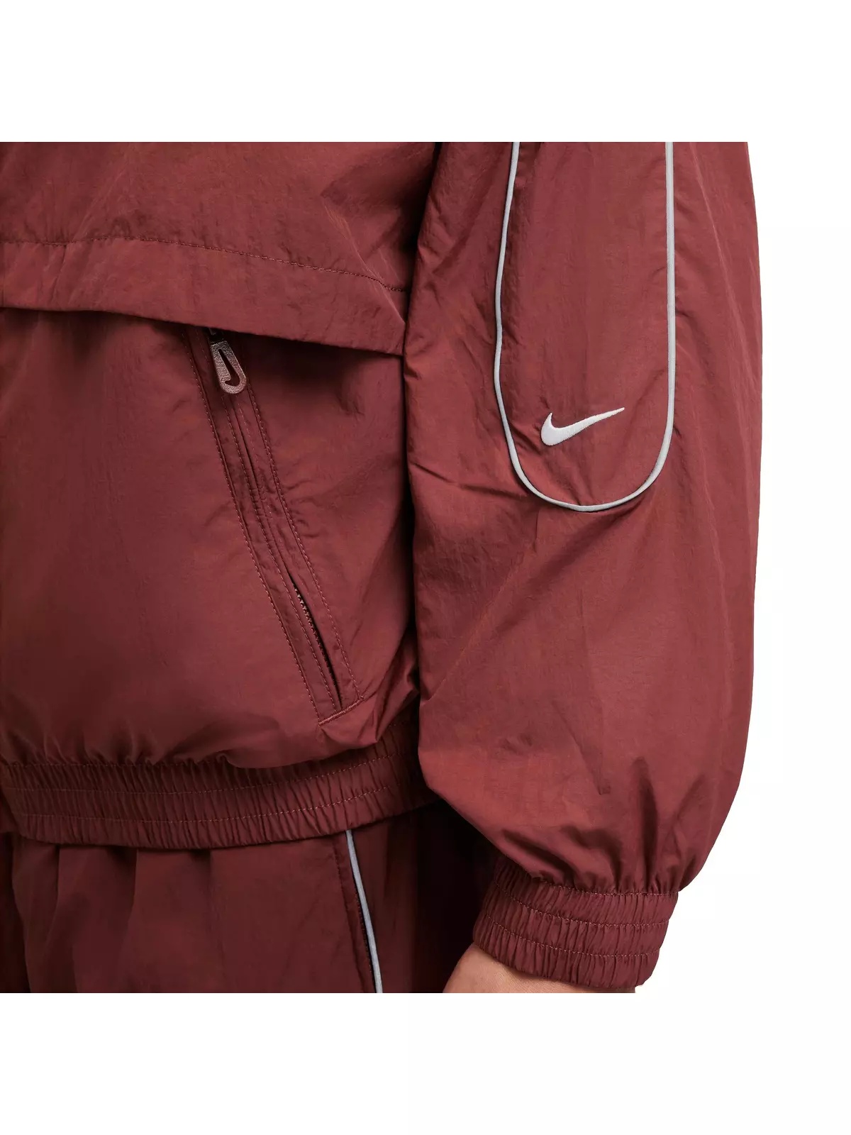 Men's Sportswear Solo Swoosh Woven Track Jacket - Dark Red - 7