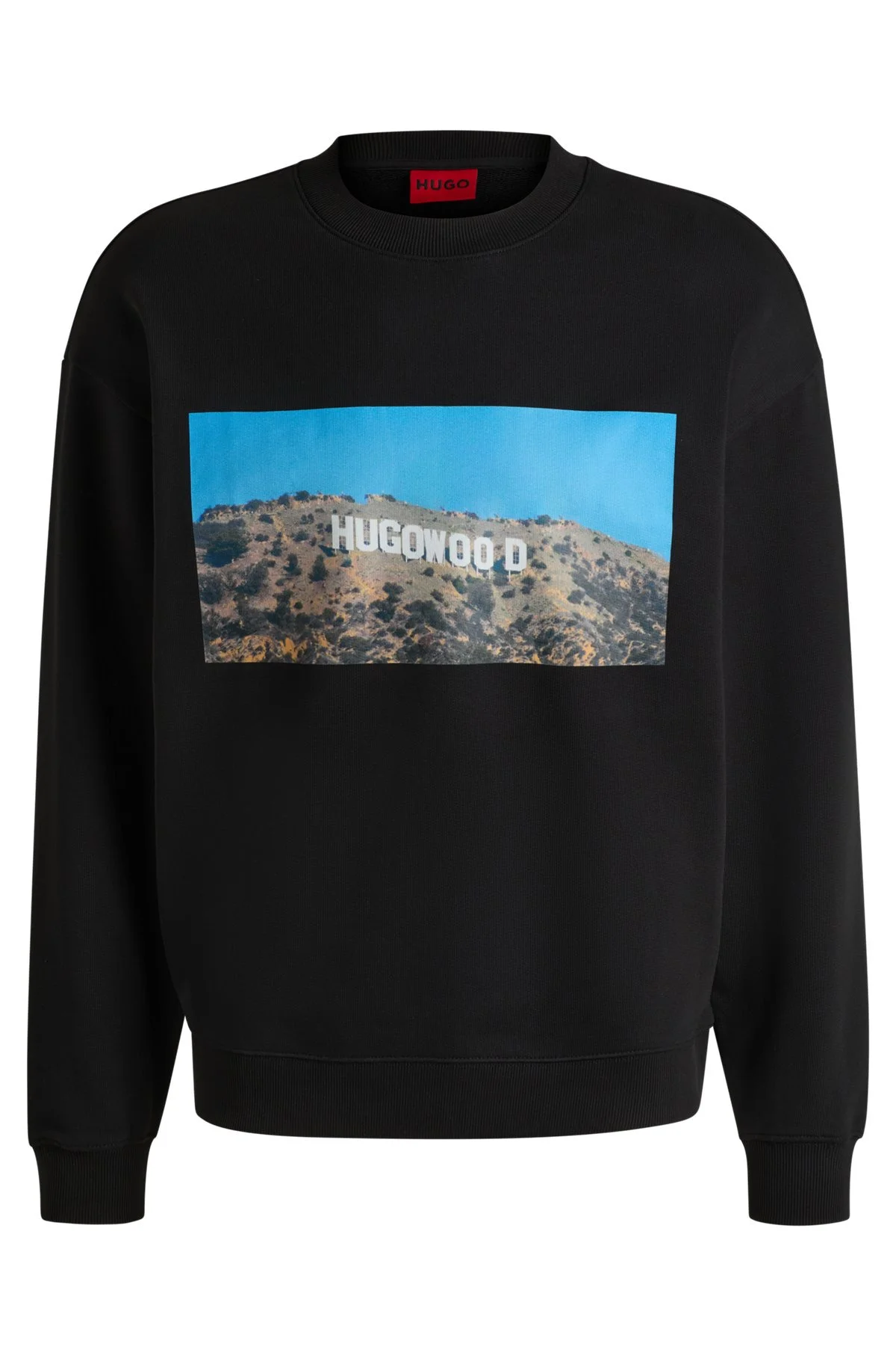COTTON-TERRY SWEATSHIRT WITH 'HUGOWOOD' PRINT - 1