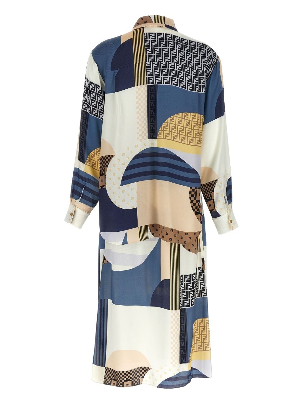 geometric-print silk belted dress - 2