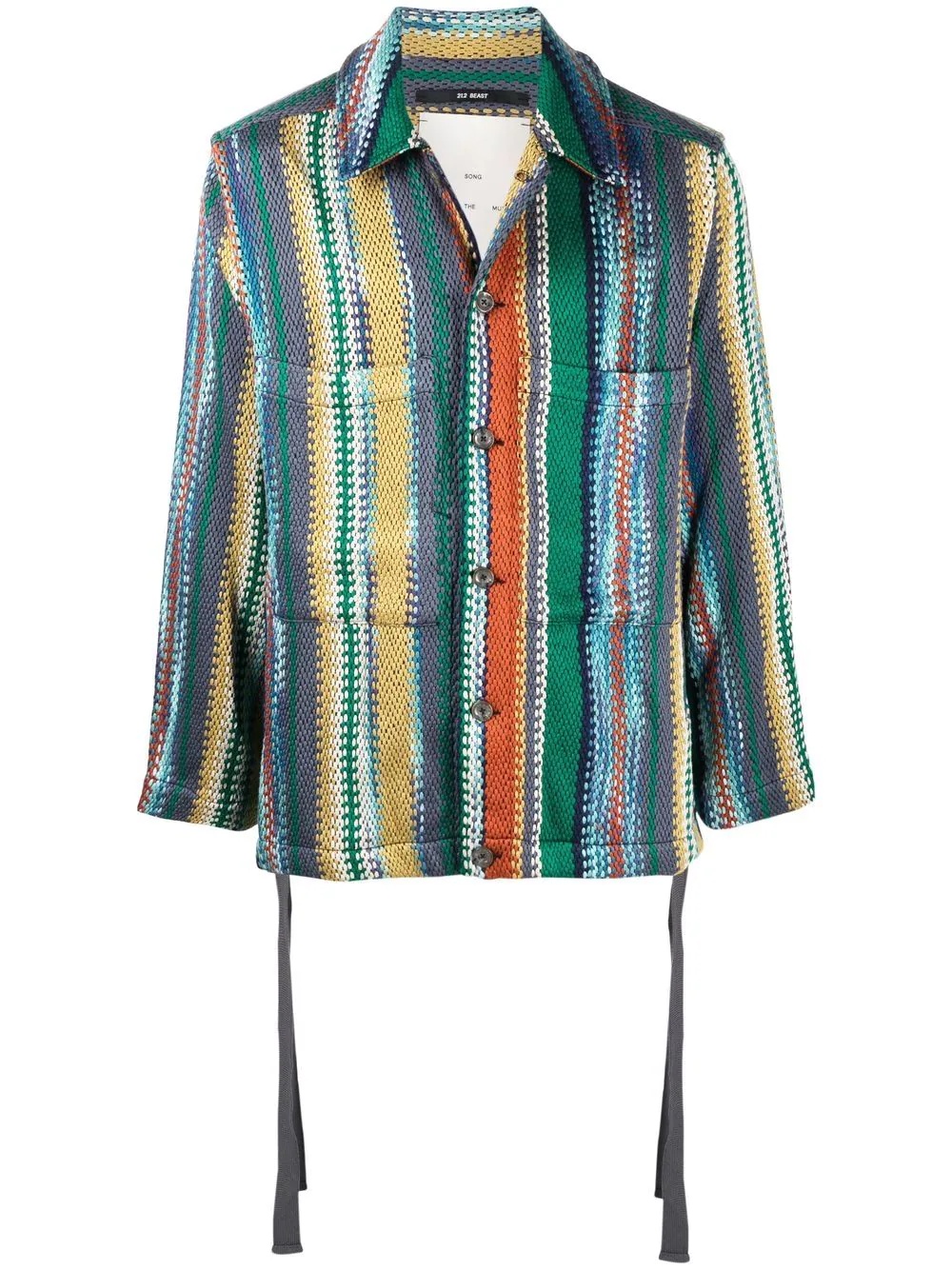 vertical-stripe shirt jacket - 1